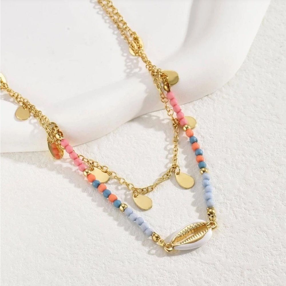 Gold and Multicolor Necklace R123 - Picture 3 of 3